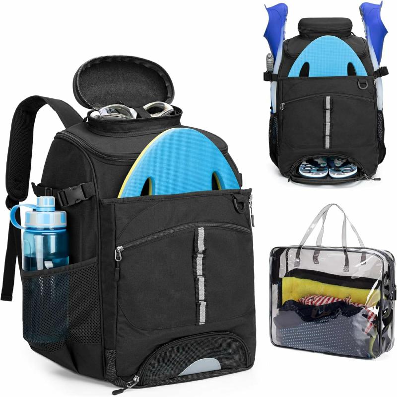 Bolsas de Equipamento | Mochila de Natação para Nadadores, Bolsa de Equipamento de Natação com Bolsa Transparente Adicional em PVC para Equipamentos de Treino, Mochila de Natação para Piscina, Praia e Academia. Bolsas de Equipamento Bolsas de Equipamento