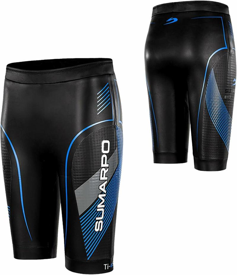 Equipamento de Treinamento | Jammers de Natação Masculinos com Flutuabilidade, Shorts de Neoprene Yamamoto Smoothskin para Triathlon, Treinamento de Natação, Piscina, Água Aberta, Fluidez Equipamento de Treinamento Azul