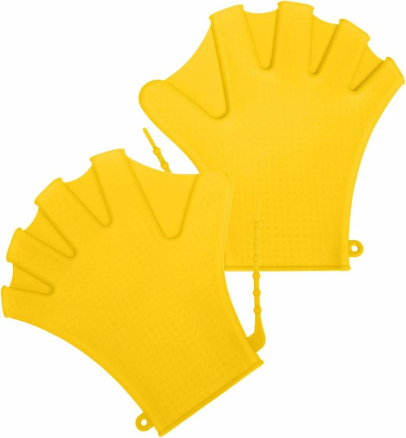 Luvas Aquáticas | 4 Pares de Luvas de Natação Acessórios de Fitness Ajustáveis Luvas Aquáticas Amarelo