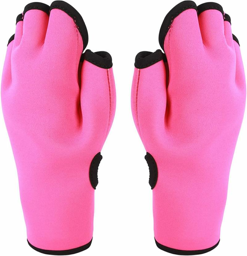 Luvas Aquáticas | Luvas de Natação com Dedos em Rede, Luvas de Neoprene Rosa para Natação 1 Par Evita Arranhões Dedos Metade para Treinamento (L) Luvas Aquáticas Luvas Aquáticas