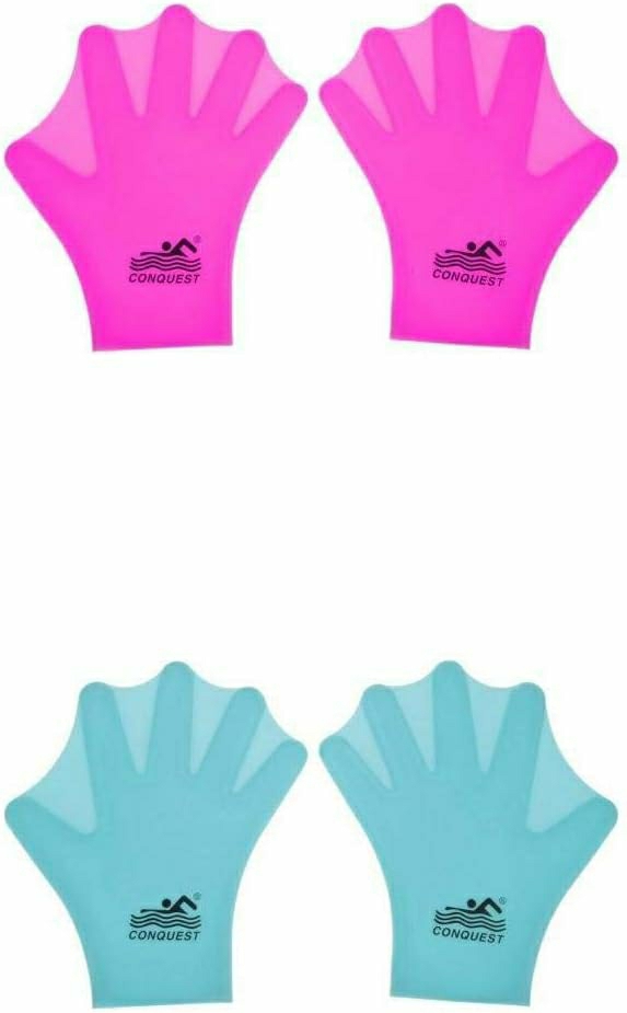 Luvas Aquáticas | Luvas de Natação para Crianças com Dedos Completos – 2 Pares de Paddles de Silicone – Aumenta a Resistência das Mãos em 5% – Macias e Confortáveis para Mergulho ou Natação – Rosa + Azul Luvas Aquáticas Luvas Aquáticas