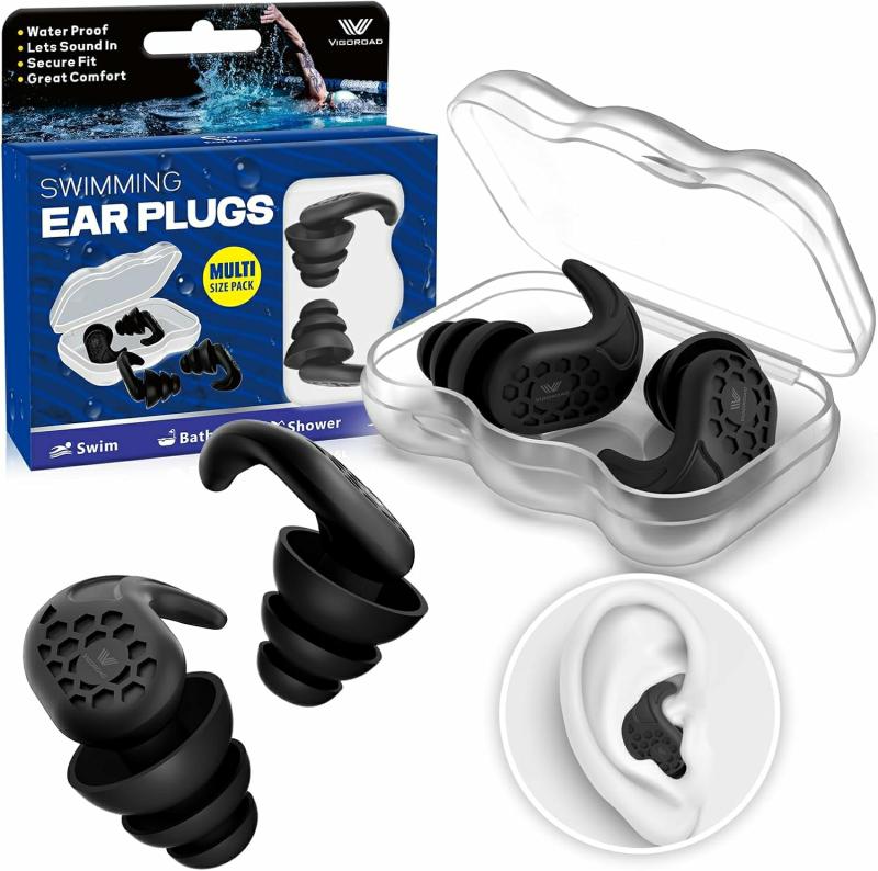 Luvas Aquáticas | Protetores Auriculares para Natação, Vigoroad 2 Pares de Protetores Auriculares de Silicone Reutilizáveis Ultra Confortáveis e Impermeáveis para Nadadores, Chuveiro, Banho, Surf, Piscina e Outros Esportes Aquáticos (Adultos, Adolescentes e Crianças a partir de 9 anos) Luvas Aquáticas Luvas Aquáticas