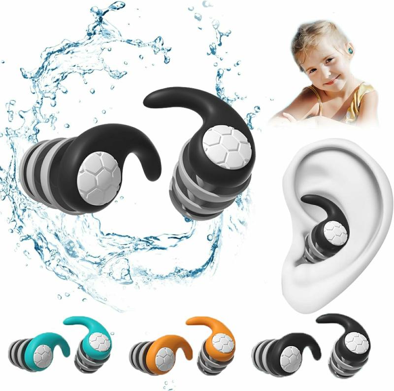 Protetores auriculares | Protetores Auriculares para Natação para Adultos e Crianças (2 Pares para Adultos, 1 Par para Crianças), 3 Pares de Protetores Auriculares de Silicone Macio, Reutilizáveis e Impermeáveis, Proteção Auricular Ideal para Natação, Banho, Surf, Mergulho e Duchas. Protetores auriculares Protetores auriculares