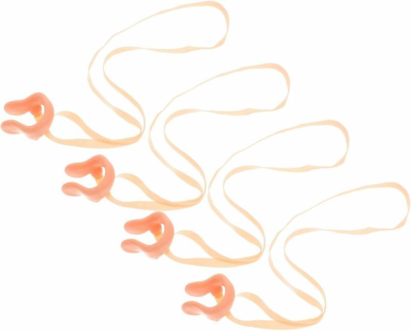 Protetores auriculares | Tampões de Nariz 4 Peças para Natação com Cordão, Tampões de Ouvido de Silicone para Adultos, Protetores Auriculares para Crianças com Corda, Almofadas Nasais Antiperda, Equipamento de Natação para Crianças. Protetores auriculares Como mostrado