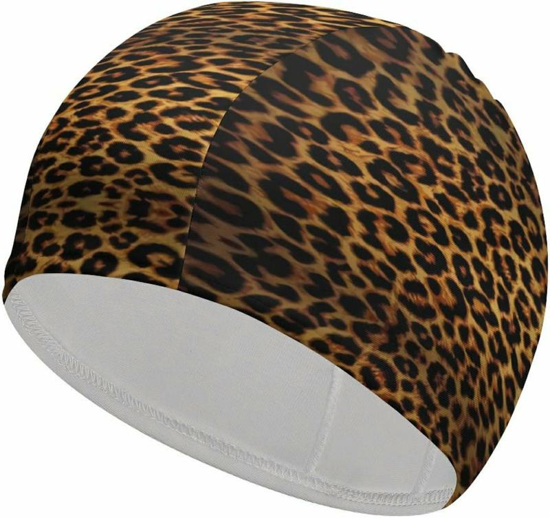 Toucas de Natação | Touca de Natação Unissex com Estampa de Leopardo Divertida – Toucas para Natação para Cabelos Longos, Decorativas para Homens e Adultos Toucas de Natação Toucas de Natação